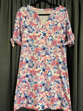 Lilly Pulitzer White Floral Shift Dress with Pink and Blue Print